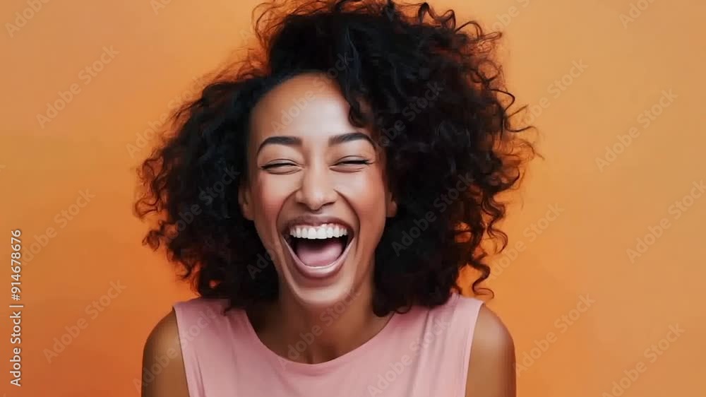 Woman smiling happy face color background Woman smiling happy face color background