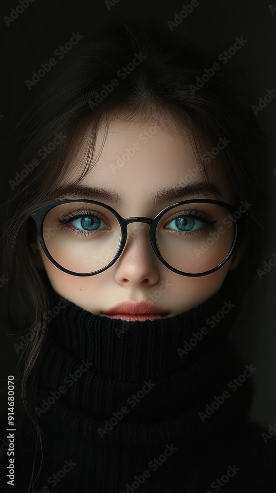 Stylized Portrait of a Young Woman with Glasses Stylized Portrait of a Young Woman with Glasses