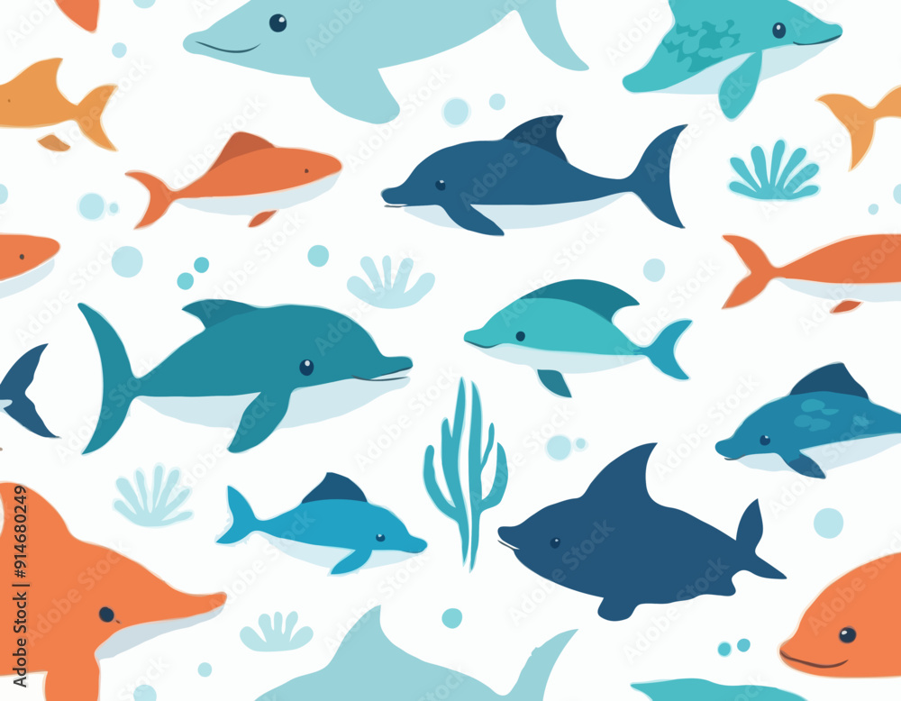 Cute marine animal on white isolated background Cute marine animal on white isolated background