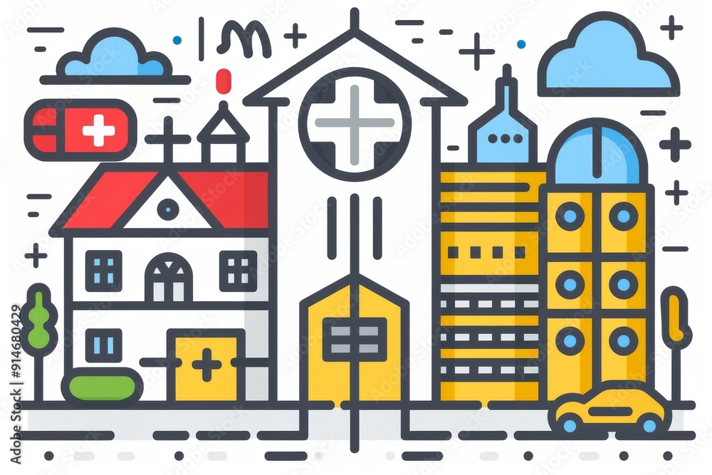 Urban landscape filled with heart icons symbolizing community love and support in a vibrant modern city environment Urban landscape filled with heart icons symbolizing community love and support in a vibrant modern city environment