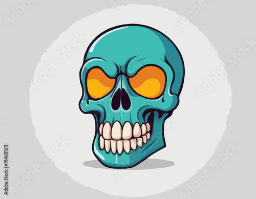 Skull cartoon icon. vector illustration.
