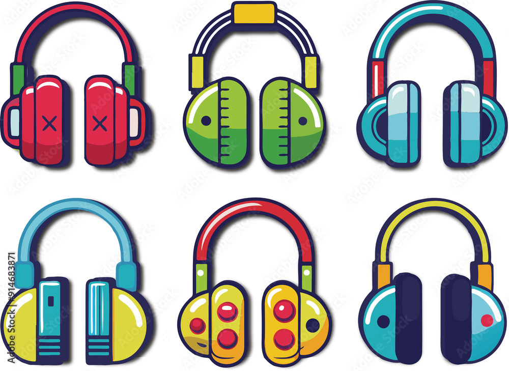 set of headphone icons vector. set of headphone icons vector.