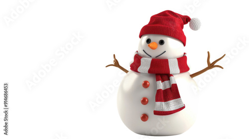  Cartoon Christmas snowman on transparent background