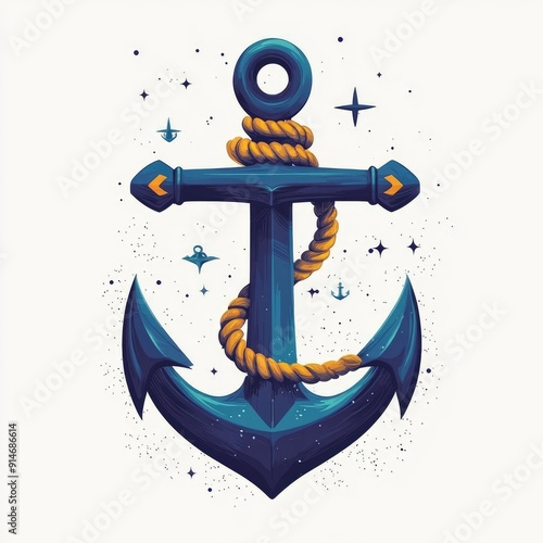 Nautical Anchor with Stars and Rope photo