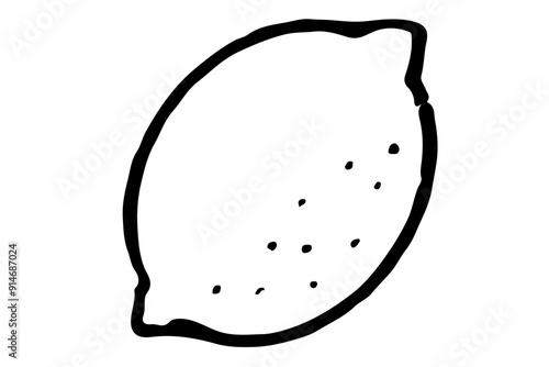 シンプルなレモンの線画イラスト