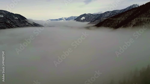 fog and clouds in the mountains photo