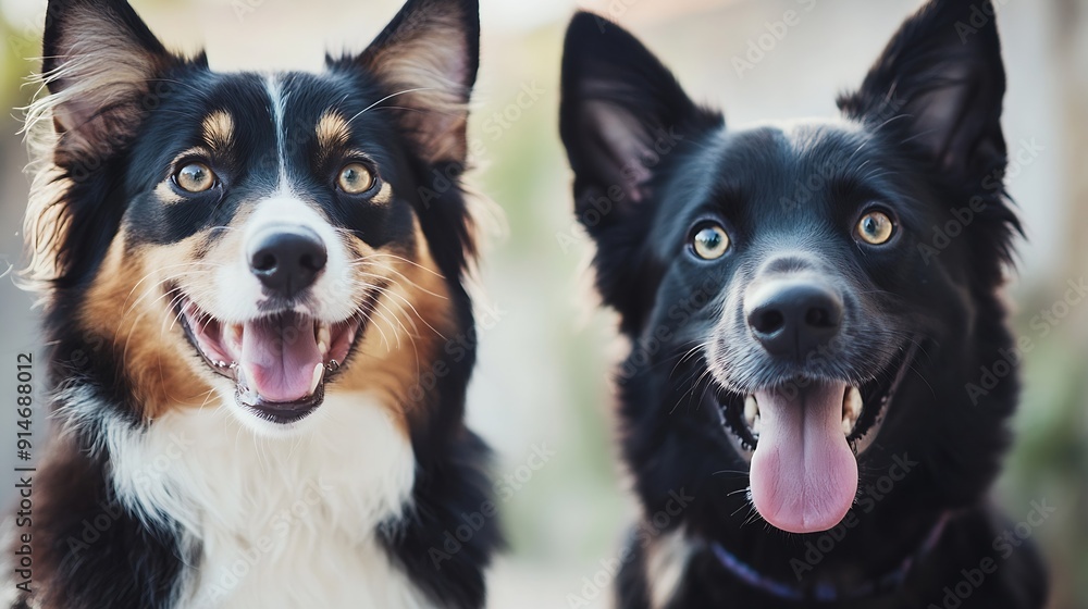 PortraitOfACatAndDogInFrontOfBrightIn the photo two dogs brimming with joy and complicity having fun Their bright eyes and energetic tails reflect the happiness they find in every shar : Generative AI PortraitOfACatAndDogInFrontOfBrightIn the photo two dogs brimming with joy and complicity having fun Their bright eyes and energetic tails reflect the happiness they find in every shar : Generative AI