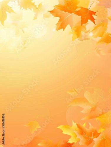 Vibrant autumn leaves drifting gently against the warm golden backdrop of a serene fall afternoon
