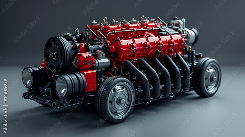 A vehicle in the form of a old engine A vehicle in the form of a old engine