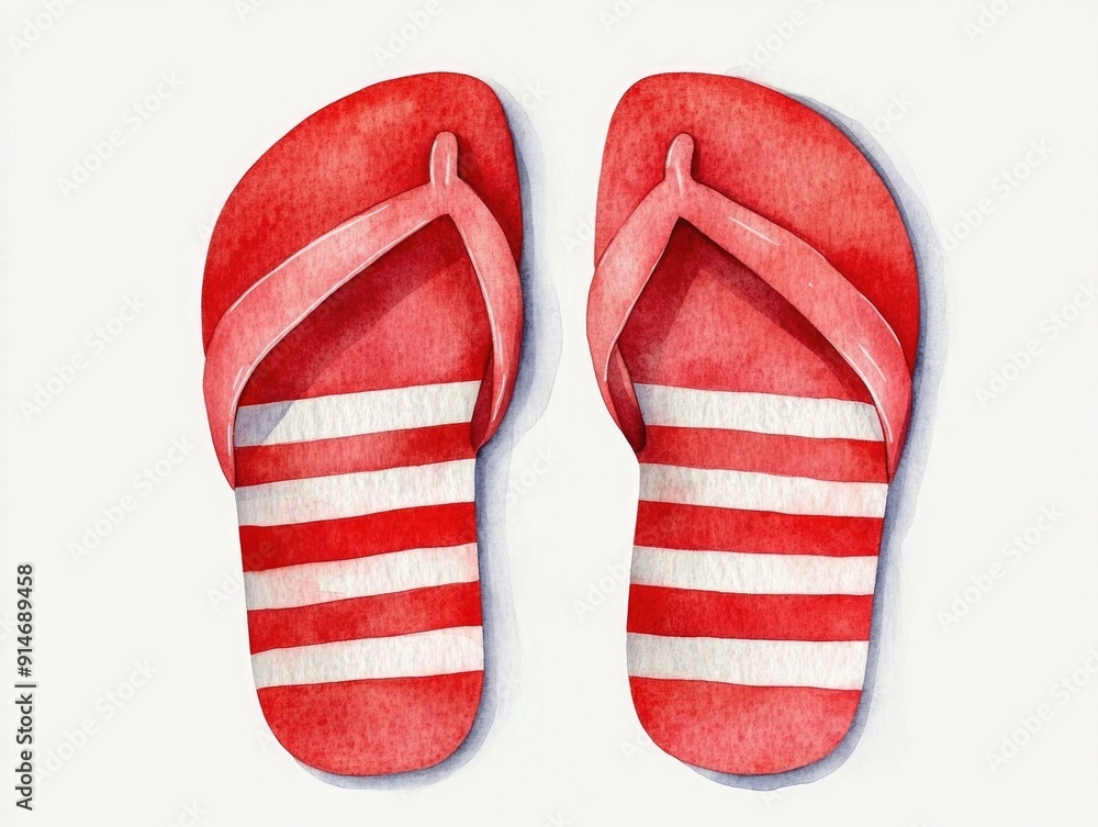 Vibrant and Whimsical Watercolor of a Smiling Flip Flops Icon Representing the Joyful Essence of Summer Isolated on a Clean White Background Vibrant and Whimsical Watercolor of a Smiling Flip Flops Icon Representing the Joyful Essence of Summer Isolated on a Clean White Background