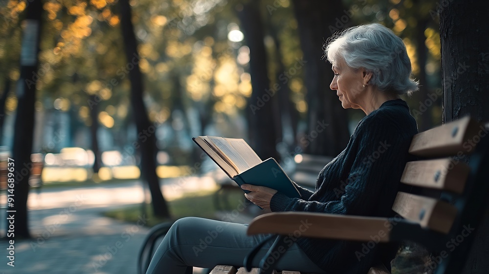 Dreamy modern old lady relaxing city park Pensive senior gray haired woman casual sitting wooden bench outdoors reading book cycling forest park bicycle healthy active lifestyle after : Generative AI Dreamy modern old lady relaxing city park Pensive senior gray haired woman casual sitting wooden bench outdoors reading book cycling forest park bicycle healthy active lifestyle after : Generative AI