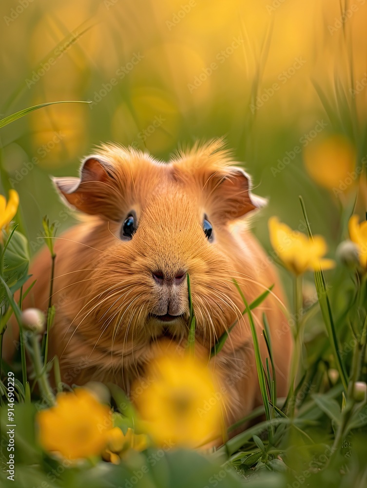 Guinea Pig isolated on spring background Guinea Pig isolated on spring background