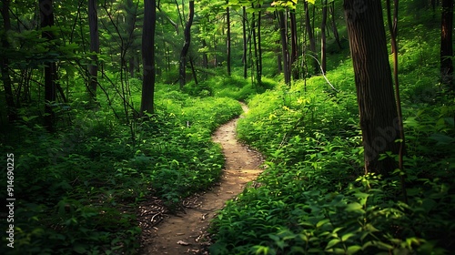 Forest Path Through Lush Green Canopy