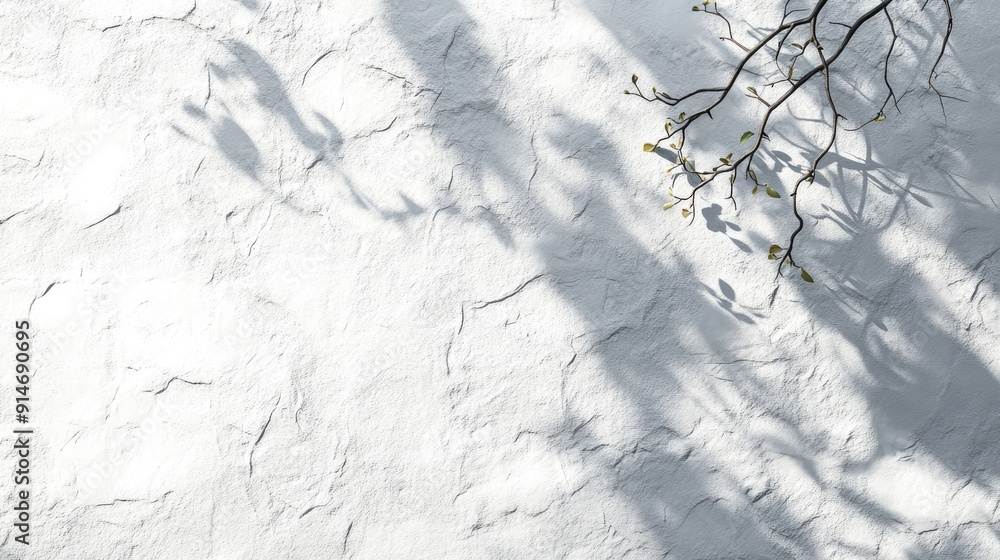 White wall with shadows of branches. Perfect for minimalist design or nature themes. White wall with shadows of branches. Perfect for minimalist design or nature themes.