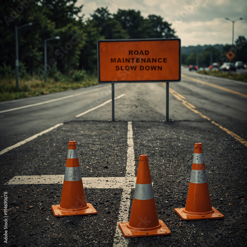 Road Maintenance Traffic Warning Signs and Symbols.