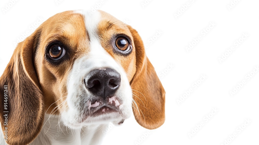 Head shot of a Beagle isolated on white : Generative AI Head shot of a Beagle isolated on white : Generative AI