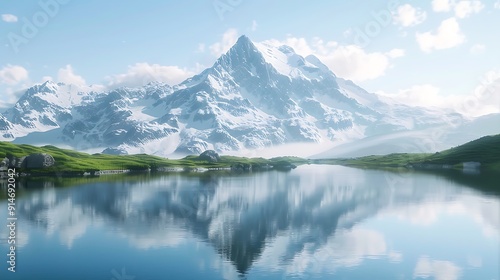 Serene Mountain Lake Landscape