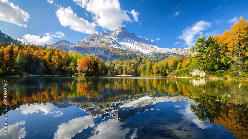Obraz premium Autumnal Reflections in a Mountain Lake