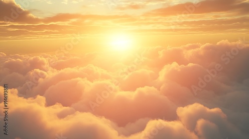 View of the clouds through which the rays of sunset light from the sun break through Divine Light Background image Religion and selfknowledge : Generative AI photo