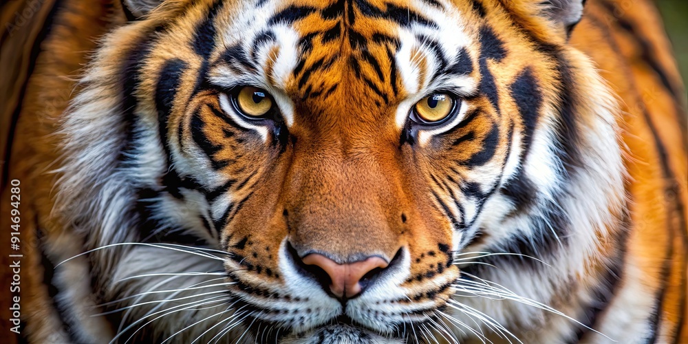 Fototapeta premium Close up of a fierce tiger face , tiger, close up, feline, predator, animal, carnivore, wild, nature, striped, whiskers