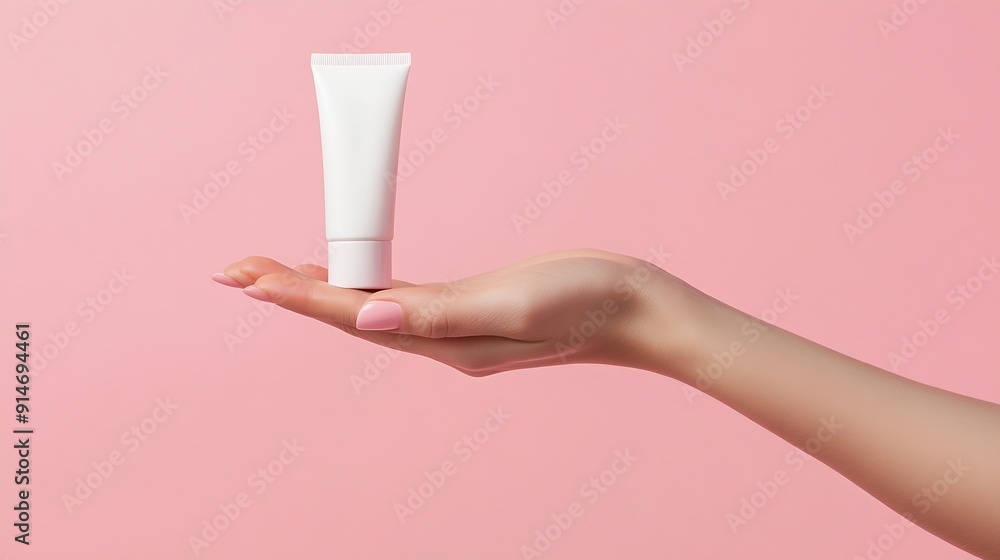 Female hand holding a tube of creamWomans hand showing cream tube ...