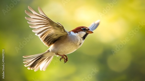 House sparrow flying 