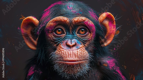 gorilla graffiti, abstract background, wallpaper, animals photo