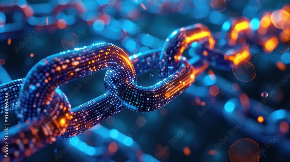 Depict blockchain icons connected in a digital network, symbolizing secure and transparent financial transactions Depict blockchain icons connected in a digital network, symbolizing secure and transparent financial transactions