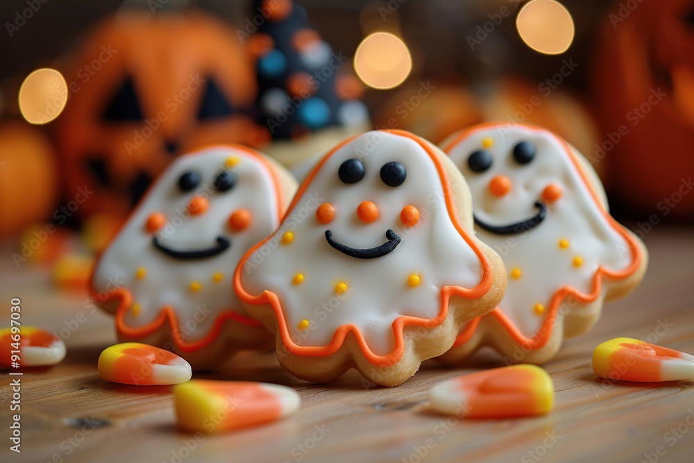 Naklejka premium Cute Ghost Shaped Cookies