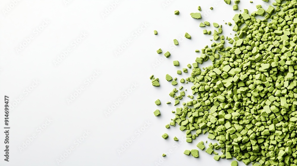 Matcha green masterbatch granules on white backgroundColor pigment carrier polymer in plastic industry : Generative AI Matcha green masterbatch granules on white backgroundColor pigment carrier polymer in plastic industry : Generative AI