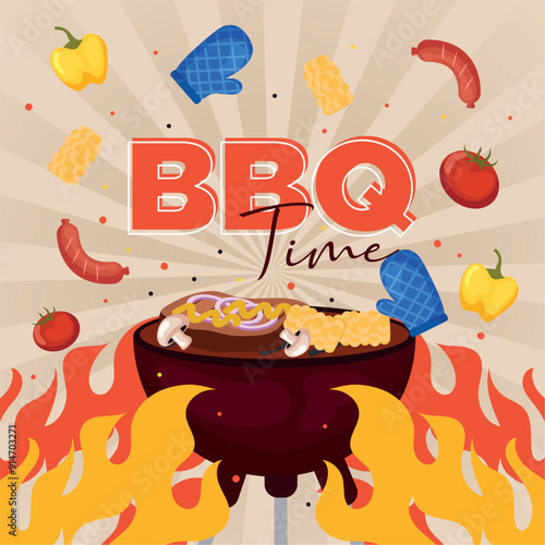 BBQ grill poster Vector
