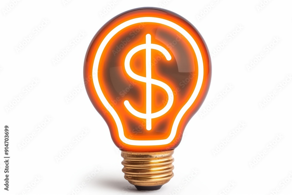 Vector illustration of an orange light bulb with a dollar sign inside representing the fusion of innovation finance and bright ideas in the modern economy Vector illustration of an orange light bulb with a dollar sign inside representing the fusion of innovation finance and bright ideas in the modern economy