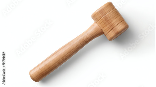 A wooden mallet with a round head and a handle.