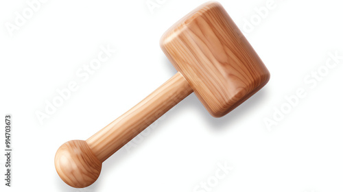 A wooden mallet with a round head and a handle.