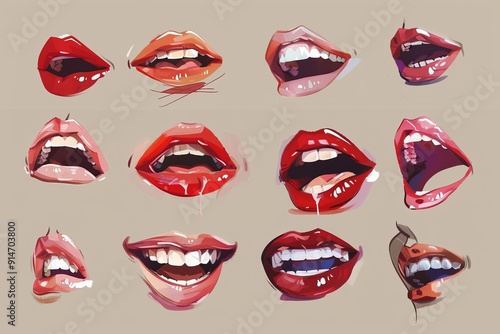 Wallpaper Mural Concept illustration of the phenomenon of voice.World Voice Day.Various mouth shapes and expressions representing different languages and cultures Torontodigital.ca