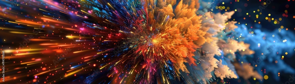 Obraz premium Abstract colorful explosion background with bright light bursts.