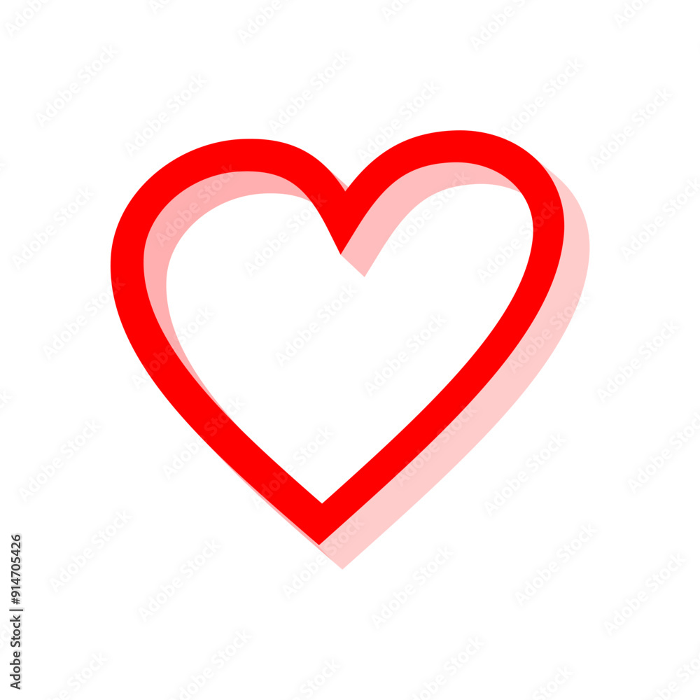 Red heart with 3D effect isolated on white background. Artistic love symbol with perspective. Red heart with 3D effect isolated on white background. Artistic love symbol with perspective.