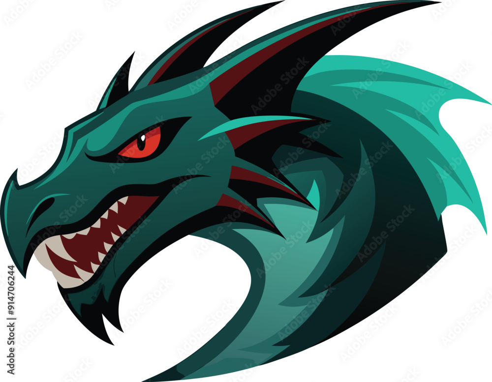 Fototapeta premium dragon head silhouette vector illustration 