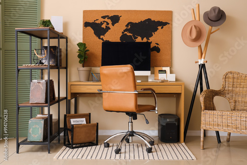Stylish workplace with mode...