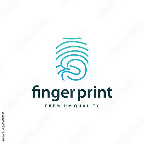 Premium Fingerprint Logo, Human Identity Design Simple Line Model Template Illustration