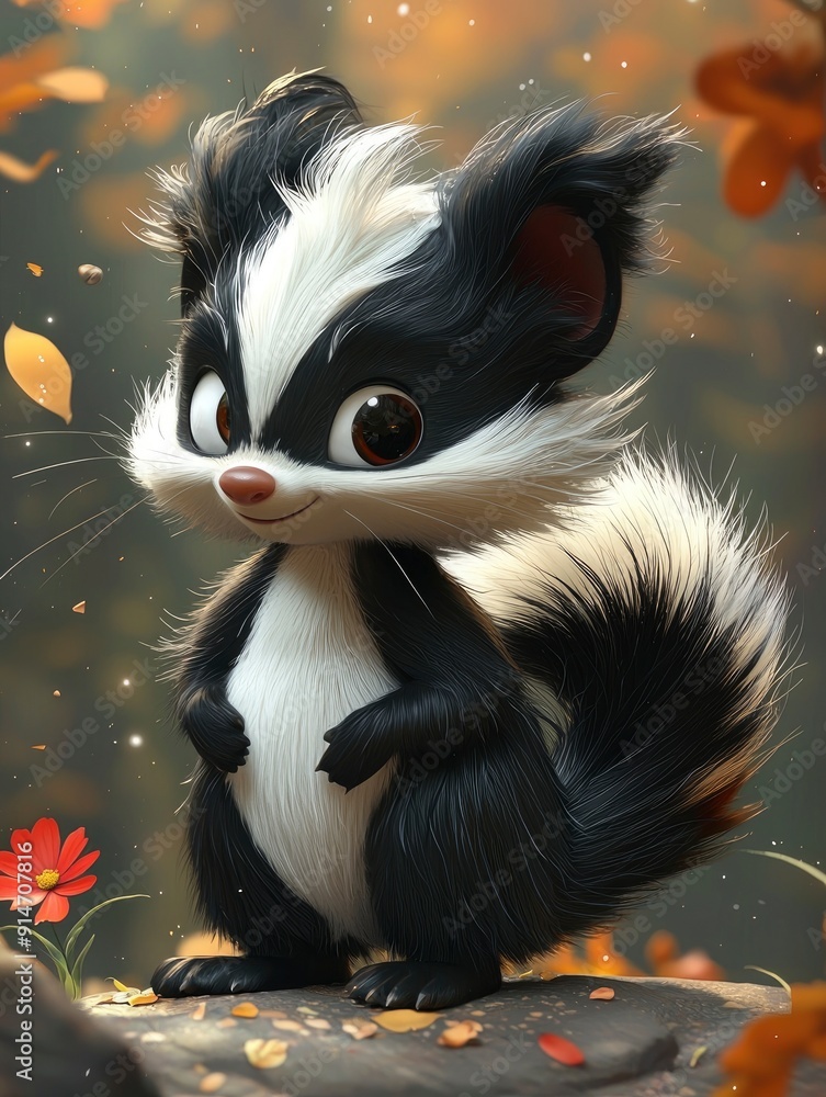 Adorable Cartoon Skunk with a Friendly Face Adorable Cartoon Skunk with a Friendly Face
