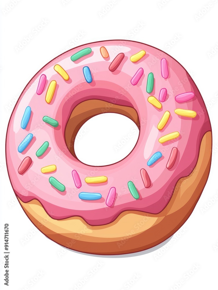 Pink Glazed Donut with Sprinkles Pink Glazed Donut with Sprinkles