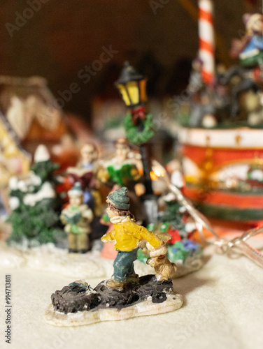 Christmas village snow miniature-photography vertical christmas ornaments