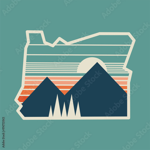 Oregon National Park Sticker, Design perfect for print, apparel, etc