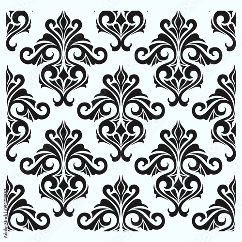 Damask seamless floral pattern decorative, ornamental, vector design.