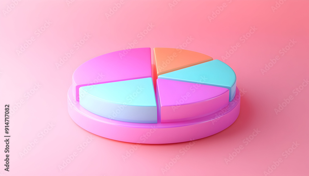 3D circular diagram icon on a pink background a? 3D circular diagram icon on a pink background a?