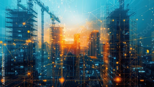 Wallpaper Mural Smart City Construction: Networked Buildings Under Construction Torontodigital.ca