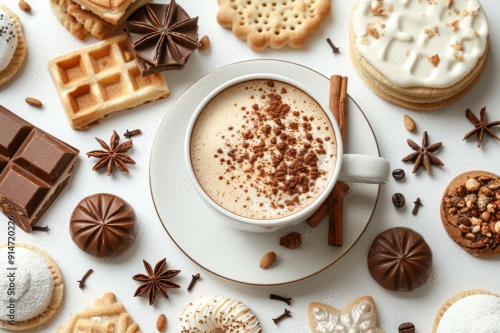 A Cup of Coffee and an Array of Sweet Treats A Cup of Coffee and an Array of Sweet Treats