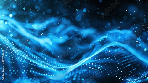 Wallpaper Mural Abstract blue wave background with bokeh lights. Torontodigital.ca