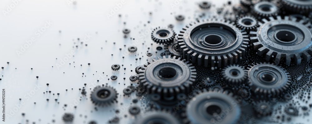 Futuristic Abstract Background with Gray Gears and Tech Elements Representing Generative AI in Digital Technology Futuristic Abstract Background with Gray Gears and Tech Elements Representing Generative AI in Digital Technology